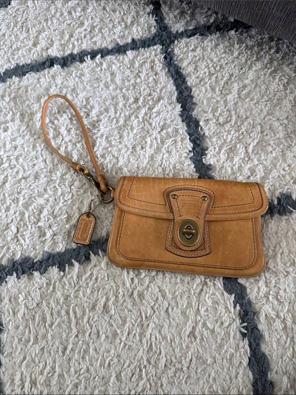Coach Legacy 65th Anniversary leather wristlet Tan with clasp